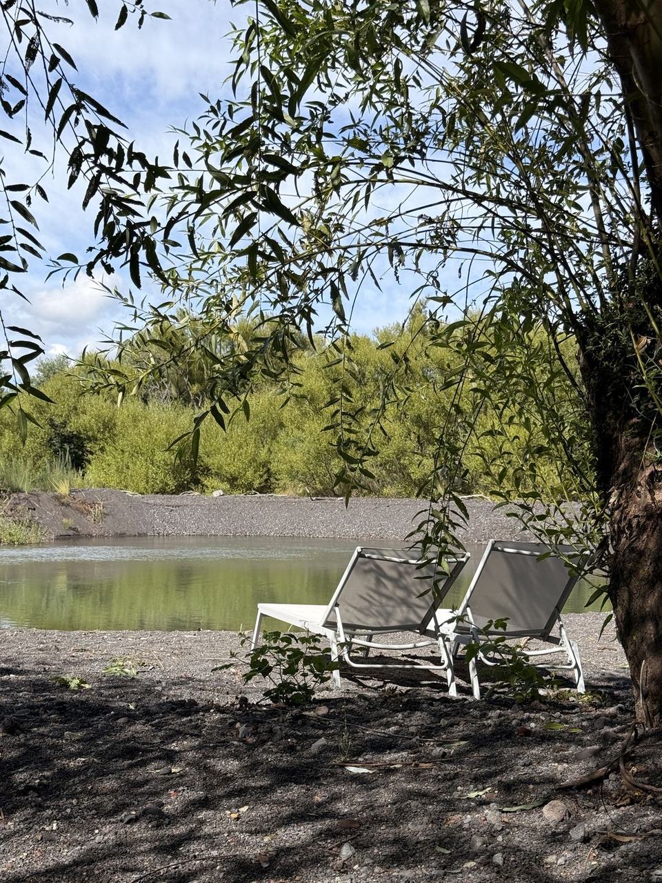 Reposeras frente al río